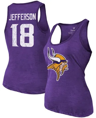 Women's Justin Jefferson Heathered Purple Minnesota Vikings Name Number Tri-Blend Tank Top