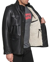 Men's Faux Leather Four Pocket Field Jacket