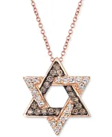 Le Vian Chocolate Diamond (1/8 ct. t.w.) & Nude Diamond (1/8 ct. t.w.) Star of David Pendant Necklace in 14k Rose Gold