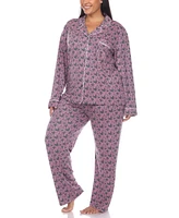 Plus 2 Piece Long Sleeve Heart Print Pajama Set