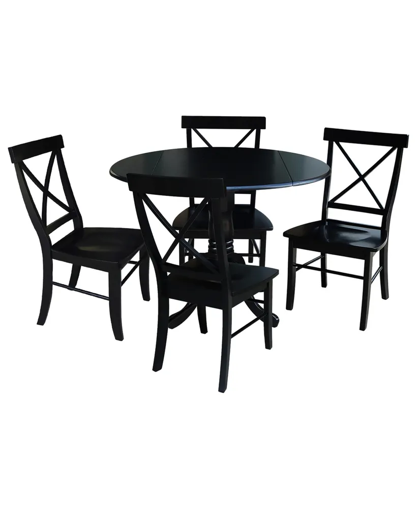 42" Dual Drop Leaf Table with Cross Back Dining Chairs