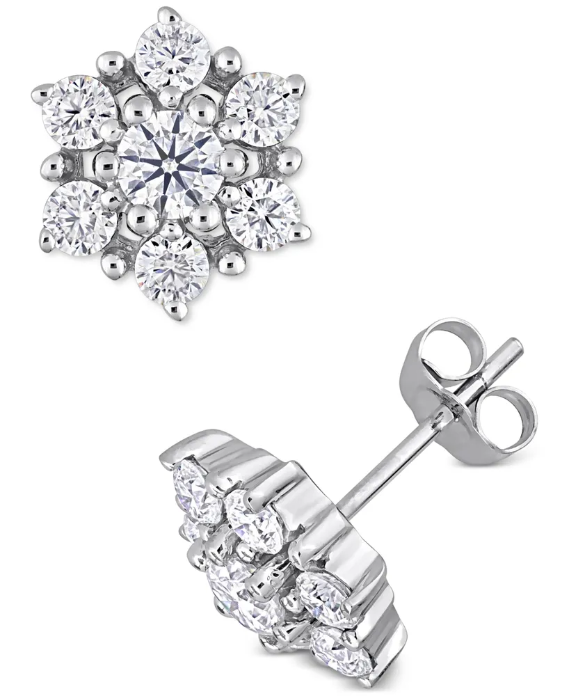 Lab-Created Moissanite Snowflake Cluster Stud Earrings (1-1/3 ct. t.w.) in 10k White Gold