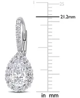 Lab-Created Moissanite Teardrop Halo Leverback Earrings (2-5/8 ct. t.w.) in Sterling Silver