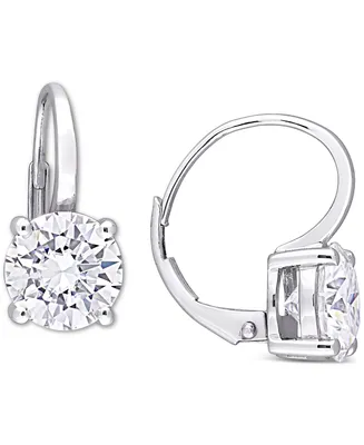 Lab-Created Moissanite Solitaire Leverback Earrings (4 ct. t.w.) in 14k White Gold