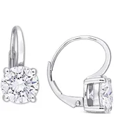 Lab-Grown Moissanite Solitaire Leverback Earrings (4 ct. t.w.) in 14k White Gold