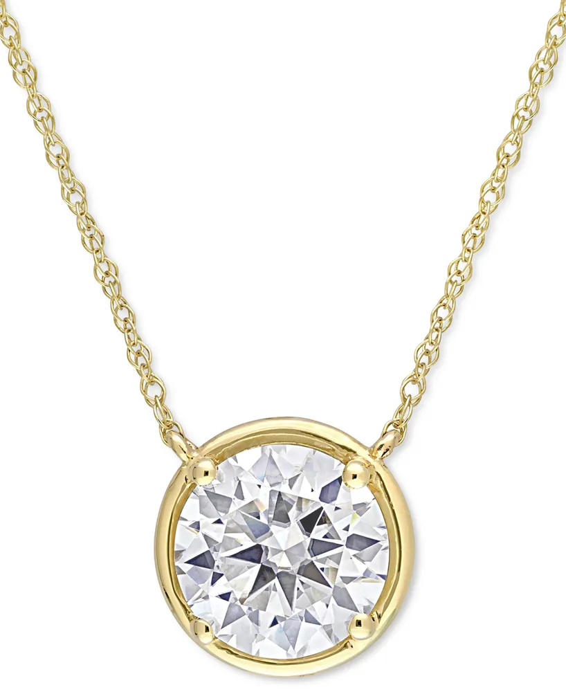 Lab-Grown Moissanite Solitaire 17" Pendant Necklace (2 ct. t.w.) in 10k Gold
