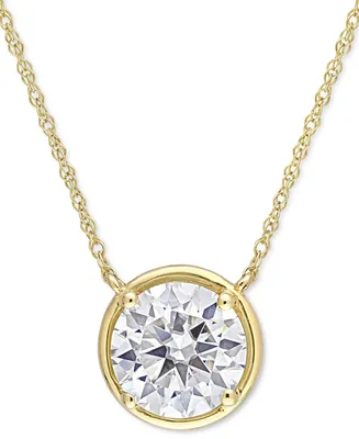 Lab-Grown Moissanite Solitaire 17" Pendant Necklace (2 ct. t.w.) in 10k Gold