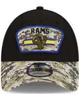 Men's Black-Camouflage Los Angeles Rams 2021 Salute To Service Trucker 9FORTY Snapback Adjustable Hat - Black