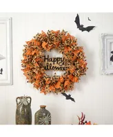 30" Halloween Burlap Ribbon Wreath