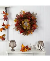 30" Autumn Maple Leaves, Acorn, Pinecones and Cinnamon Sticks Artificial Fall Wreath