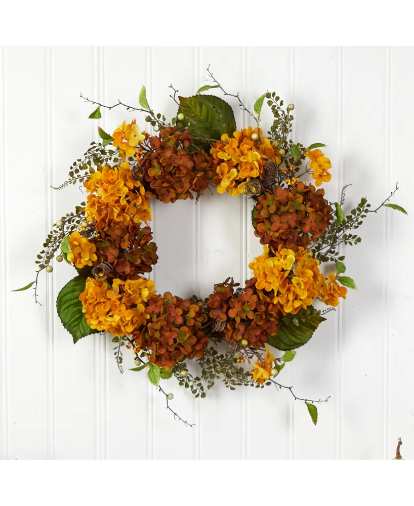 24" Fall Hydrangea Artificial Autumn Wreath