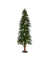 Alpine Artificial Christmas Tree with Pinecones, Berries and 200 Warm Led Lights, 6'