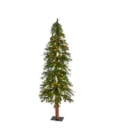 Alpine Artificial Christmas Tree with Pinecones, Berries and 200 Warm Led Lights, 6'