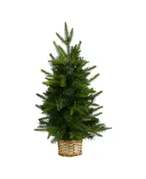 Artificial Christmas Tree with 35 Clear Led Lights in Decorative Basket, 2'