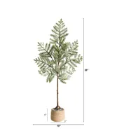 Frosted Pine Artificial Christmas Tree in Decorative Planter, 35"