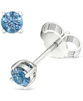 Forever Grown Diamonds Lab-Created Blue Diamond Stud Earrings (1/4 ct. t.w.) in Sterling Silver