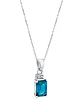 Blue Topaz (1-3/8 ct. t.w.) & Diamond Accent 18" Pendant Necklace in 14k White Gold