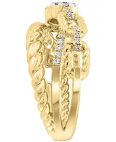 Effy Diamond Baguette & Round Open Crossover Ring (1/2 ct. t.w.) 14k Gold