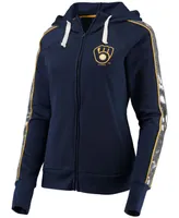 Women's Navy Milwaukee Brewers Game Changer Raglan Full-Zip Hoodie