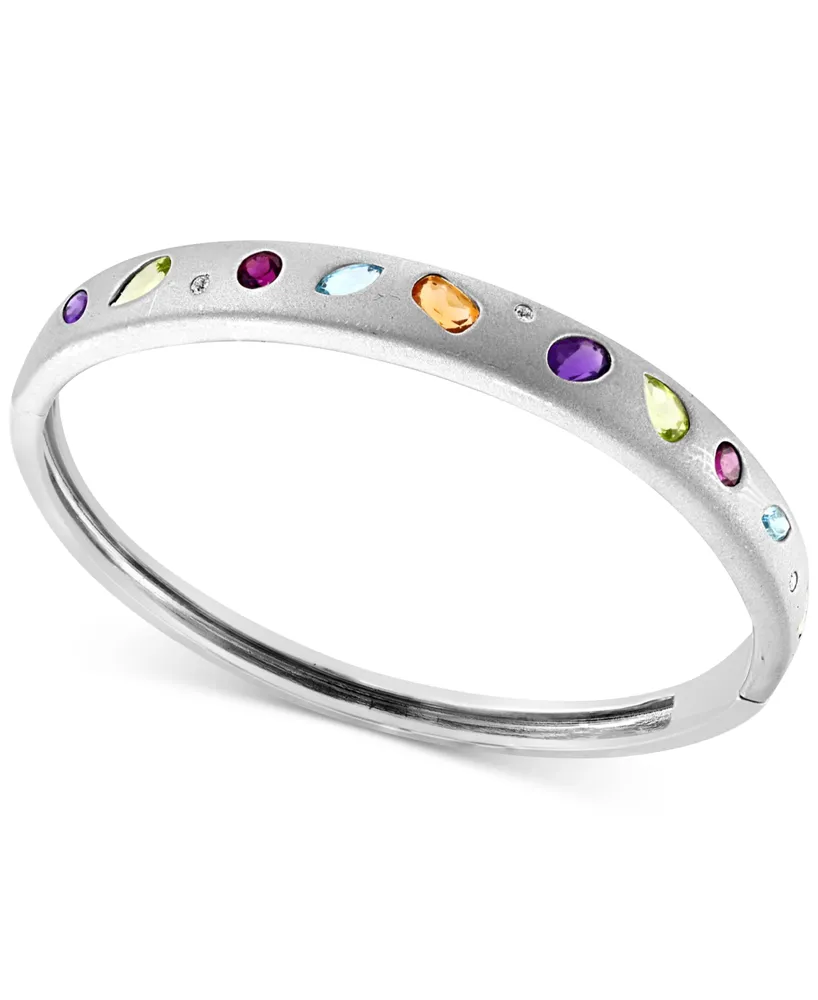 Effy Multi-Gemstone Bangle Bracelet (3-5/8 ct. t.w.) & Diamond (1/10 ct. t.w.) Bangle Bracelet in Sterling Silver