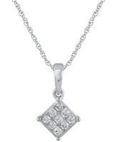 Diamond Princess Cluster 18" Pendant Necklace (1/7 ct. t.w.) in 14k White Gold