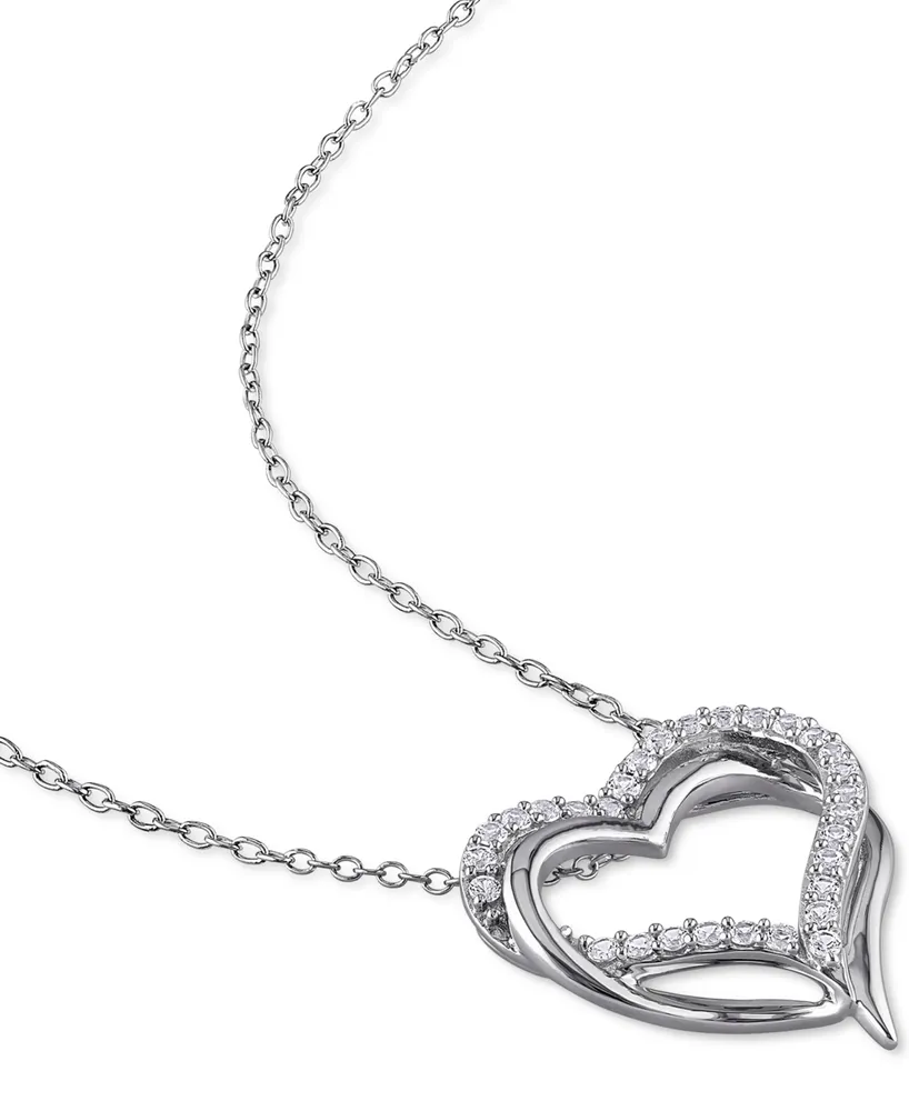 Lab-Grown White Sapphire Heart 18" Pendant Necklace (5/8 ct. t.w.) in Sterling Silver