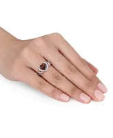 Rhodolite Garnet (1-3/8 ct. t.w.) & Diamond (1/10 Heart Ring Sterling Silver