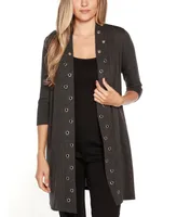 Belldini Grommet-Trim Open-Front Cardigan