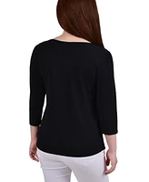 Petite 3/4 Sleeve Crepe Knit Top