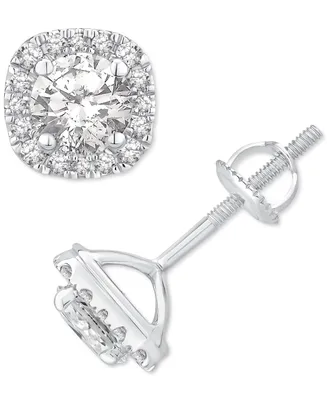 Diamond Halo Stud Earrings (1-1/2 ct. t.w.) in 14k White Gold