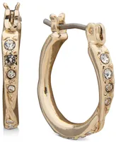 Anne Klein Gold-Tone Small Pave Twist Hoop Earrings, 0.62"