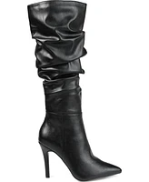 Journee Collection Women's Sarie Wide Calf Ruched Stiletto Boots