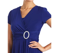 R&M Richards Short-Sleeve Faux-Wrap Dress