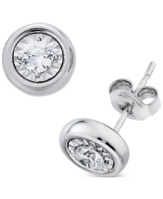 Diamond Bezel Stud Earrings (3/8 ct. t.w.) in 14k White Gold