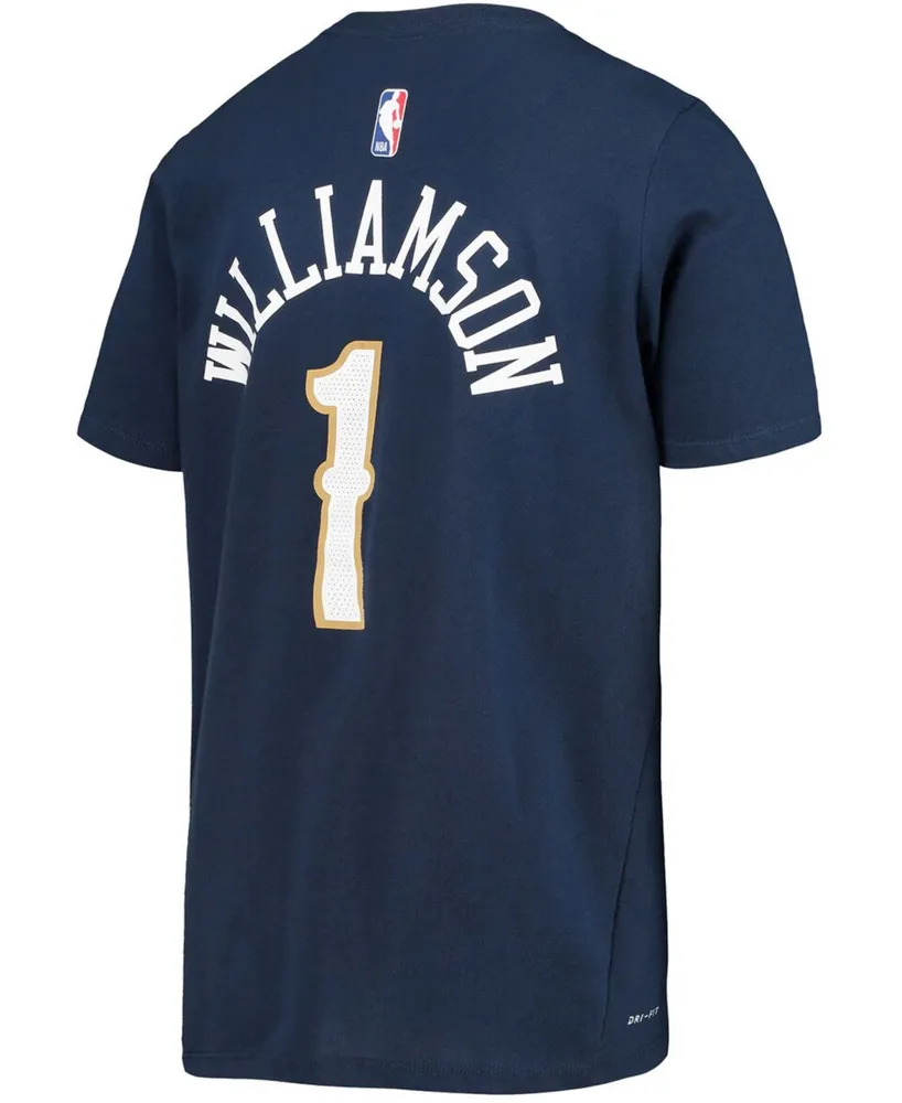 Big Boys and Girls Zion Williamson Navy New Orleans Pelicans Logo Name and Number Performance T-shirt
