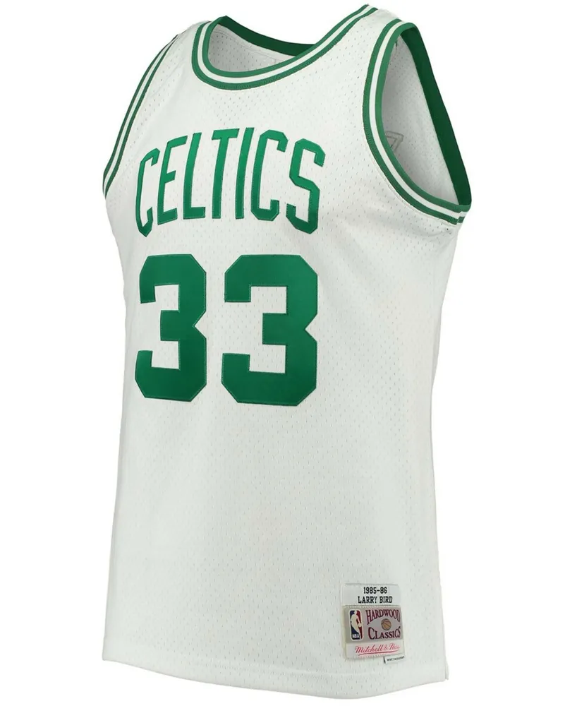 Men's Larry Bird White Boston Celtics 1985-86 Hardwood Classics Swingman Jersey