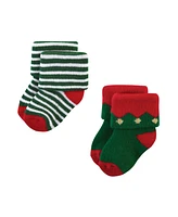 Hudson Baby Boys Unisex Cotton Rich Newborn and Terry Socks, 12 Days Of Christmas, 0-6 Months