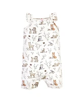 Hudson Baby Baby Girls Hudson Cotton Rompers, Enchanted Forest, 9-12 Months