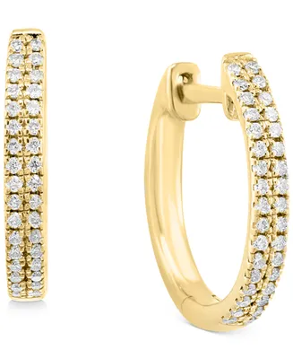 Effy Diamond Small Double Row Hoop Earrings (1/5 ct. t.w.) Sterling Silver or 14k Gold-Plated