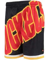 Big Boys Black Houston Rockets Hardwood Classics Throwback Big Face Mesh Shorts