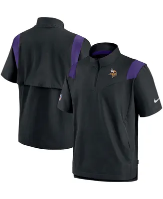 Men's Black Minnesota Vikings Sideline Coaches Short Sleeve Quarter-Zip Jacket