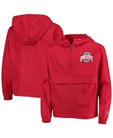 Big Boys Scarlet Ohio State Buckeyes Pack and Go Quarter-Zip Windbreaker Jacket