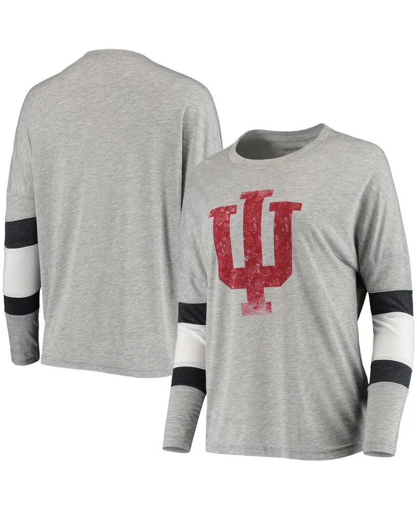 Women's Heather Gray Indiana Hoosiers Swell Stripe Long Sleeve T-shirt