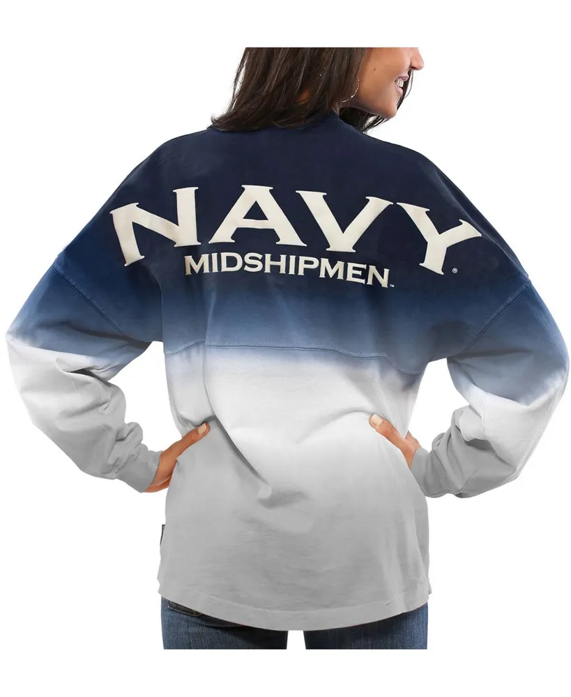 Women's Navy Midshipmen Ombre Long Sleeve Dip-Dyed