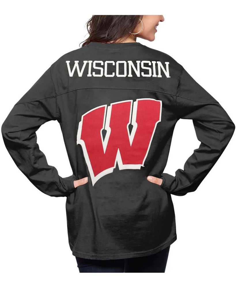 Women's Black Wisconsin Badgers The Big Shirt Oversized Long Sleeve T-shirt