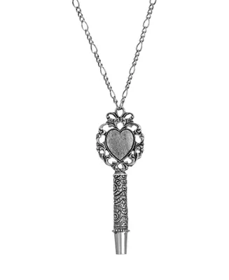 2028 Heart Whistle Pendant Necklace - Silver