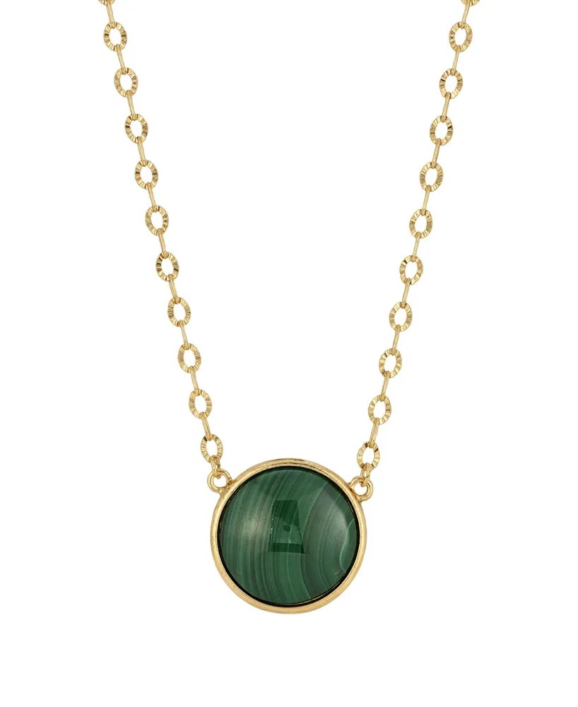 2028 Gold-Tone Malachite STone Necklace