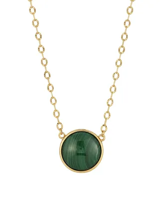 2028 Gold-Tone Malachite STone Necklace