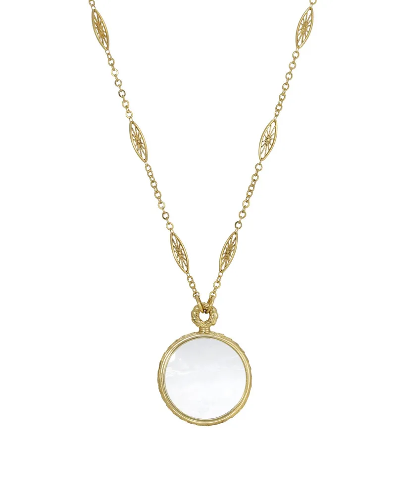 2028 Magnifier Pendant Necklace - Gold