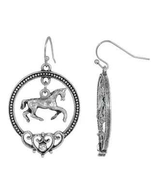 2028 Horse Hoop Earrings - Silver